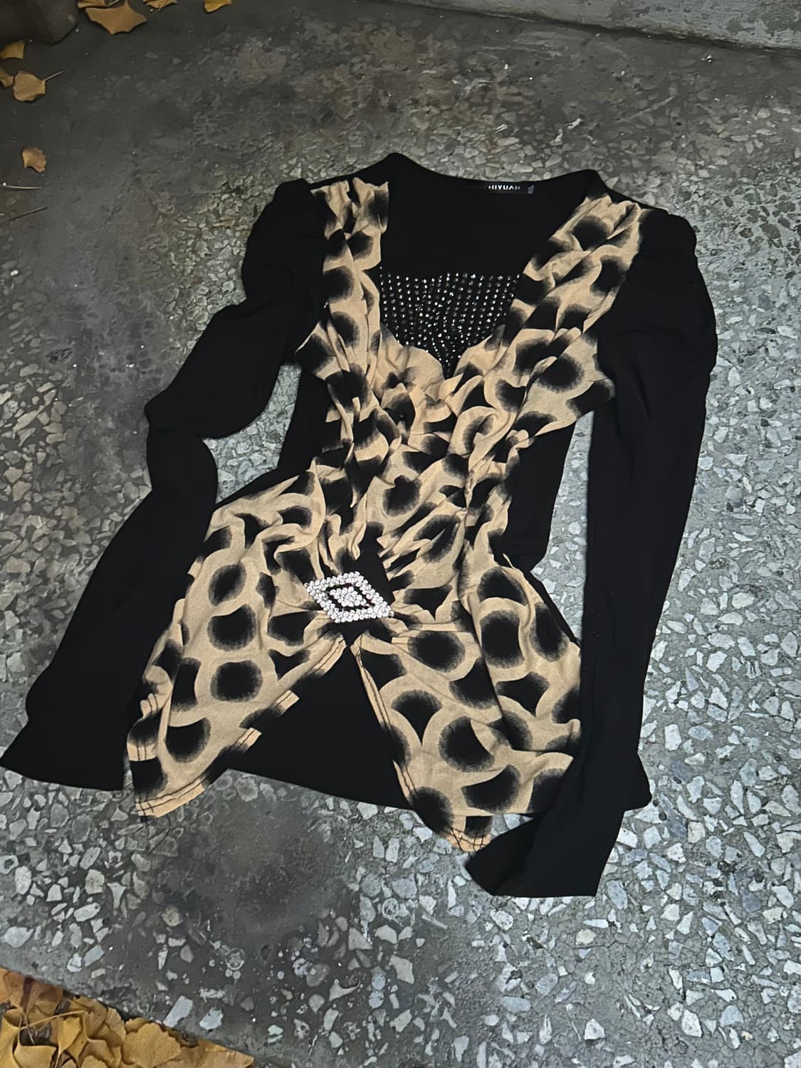 2000s VTG 갸루 호피 큐빅 버클 롱슬리브 상품이미지2