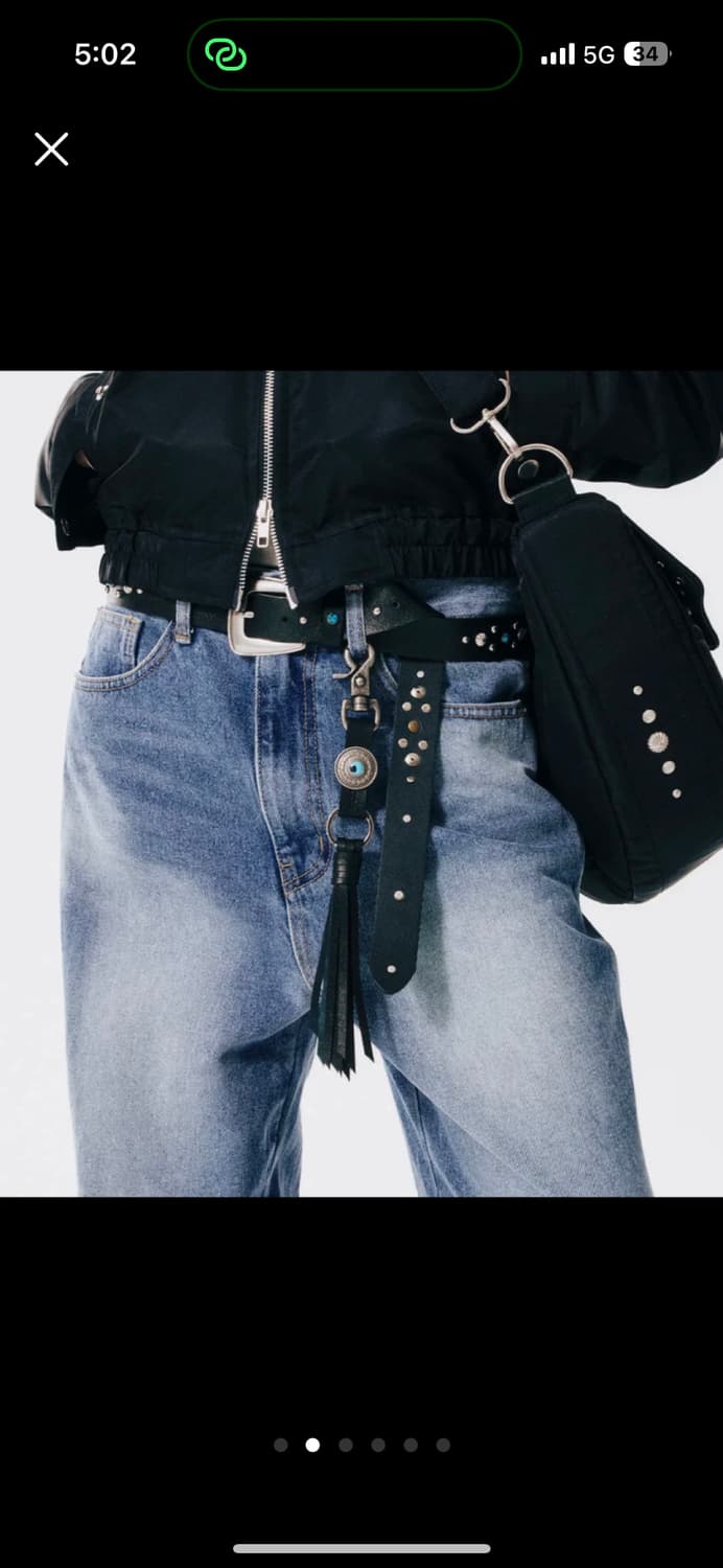 새제품/ 이우가마카라스x송필드/ 웨스턴 소가죽 스터드 키링 상품이미지2