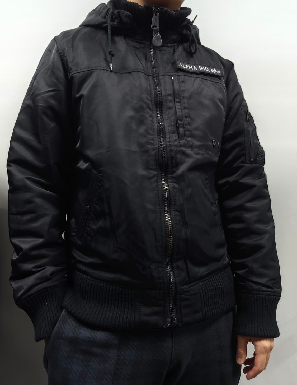 알파인더스트리 후드 MA-1 블랙 봄버 자켓 XL사이즈 상품이미지1
