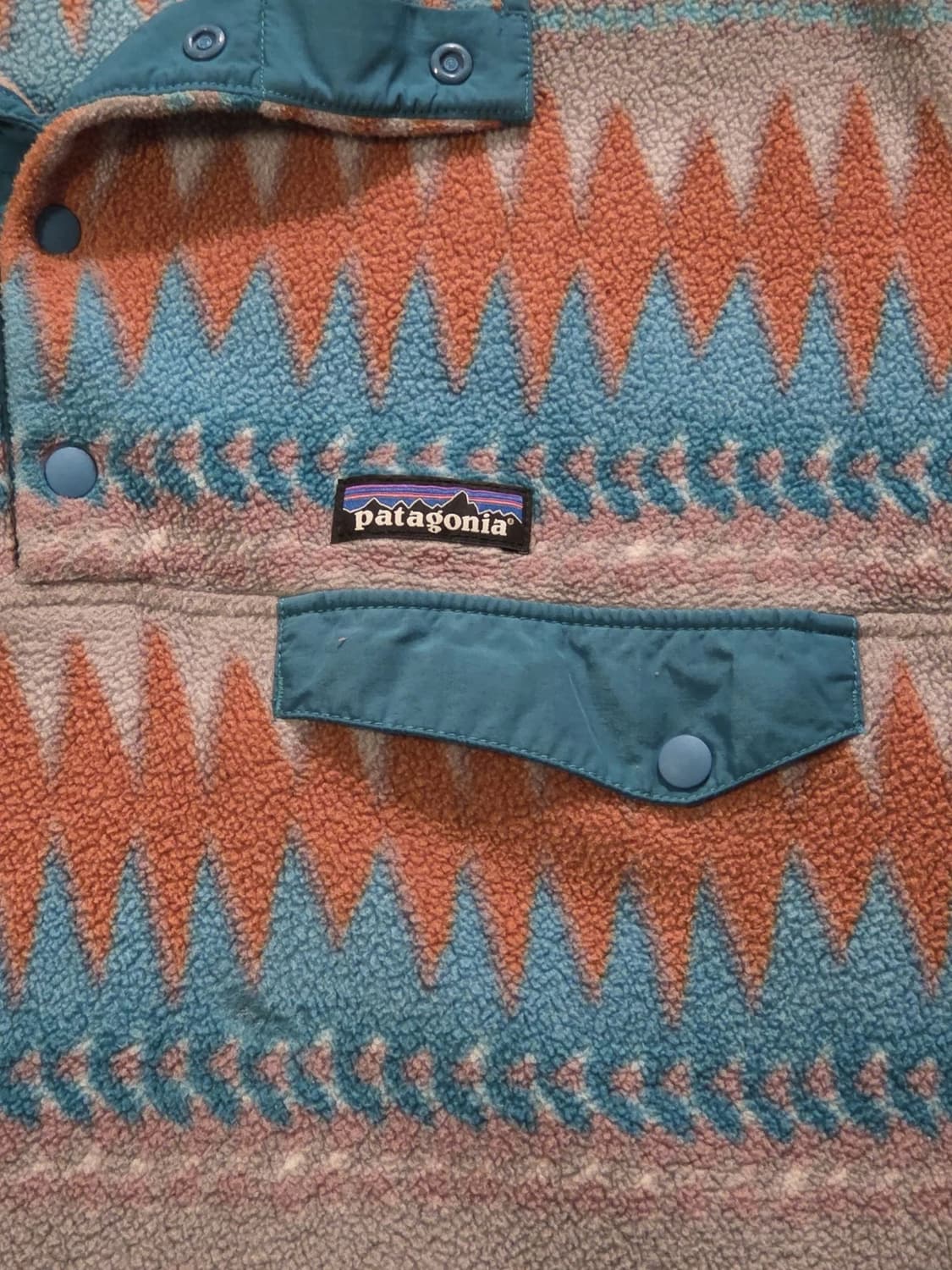 15FW 파타고니아 신칠라 스냅-T 플리스 블루/브라운 아즈텍 패턴 상품이미지2