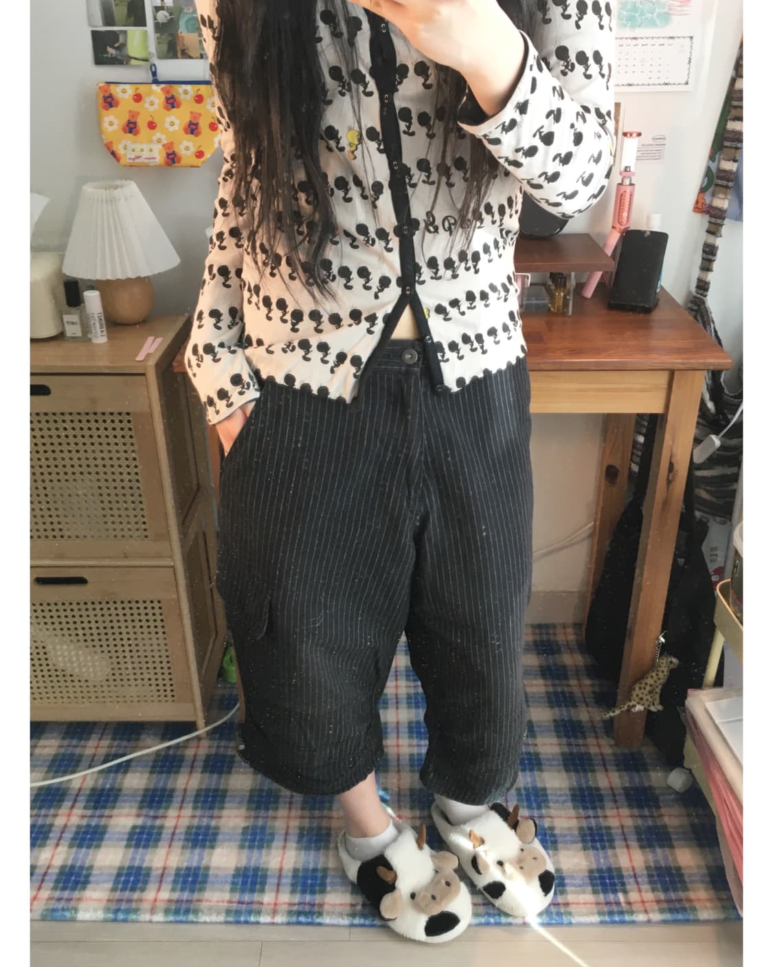 vintage pinstripe cargo pants black 상품이미지2