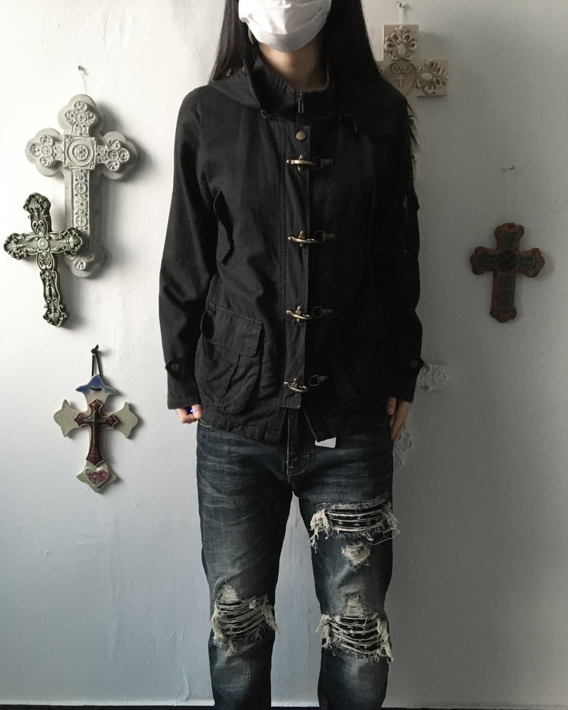 Stud point fireman button hood jacket 상품이미지6