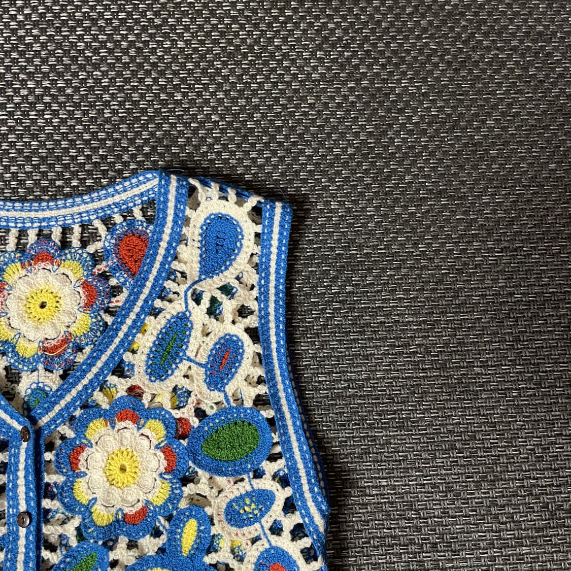 빈티지 블루 플라워 그물 조끼 가디건 상품이미지3