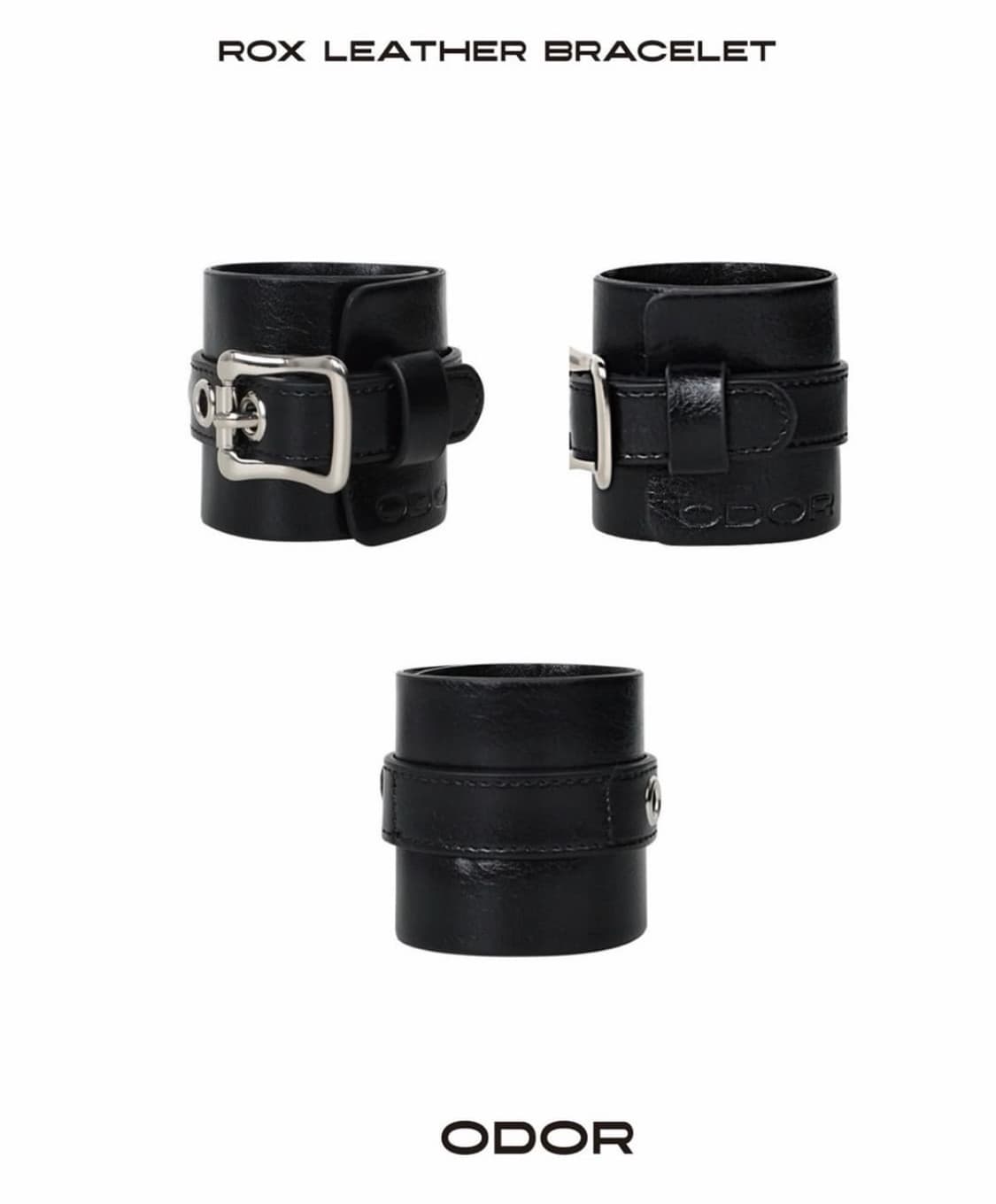 오도어 Rox Leather Bracelet 블랙 레더 팔찌 ROX 상품이미지1