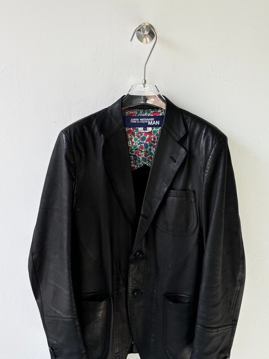 준야와타나베 하이넥 레더 블레이저 상품이미지3