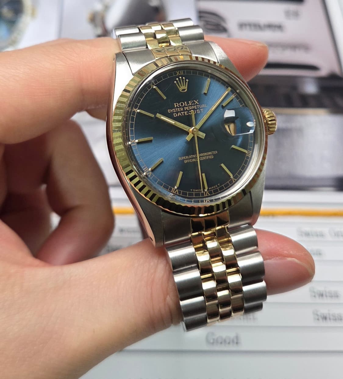 롤렉스 데이저스트 16013 콤비 네이비청판 쥬빌리줄 (감정서 포함) 상품이미지4