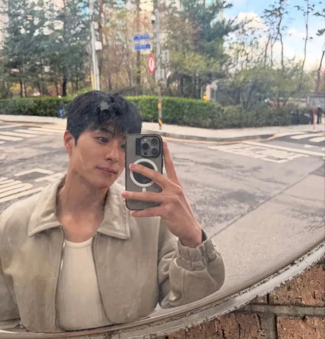 [L] 렉토 빈티지 워싱 루카스 레더 가죽자켓 베이지 상품이미지6