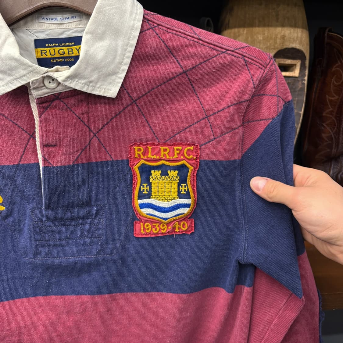 90s 랄프로렌 럭비라인 스트라이프 크레스트 패치 럭비티 N373 상품이미지5