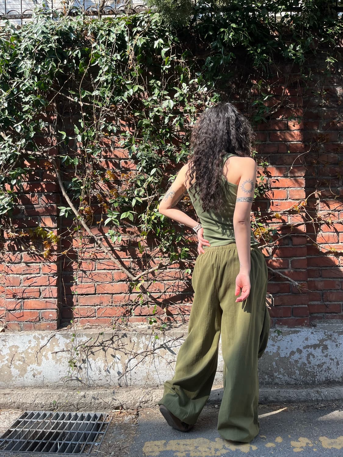 빈티지 카키 문양 와이드 팬츠 상품이미지6