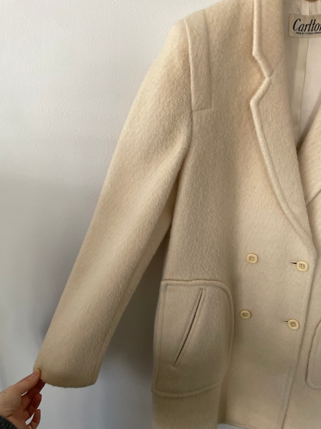 vintage cream double breasted half coat 상품이미지3