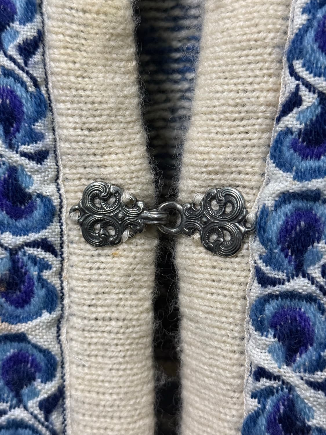 노르웨이 코위찬 눈 꽃 결정 노르딕 가디건 하늘색 아이보리 울 모 가디건 상품이미지6