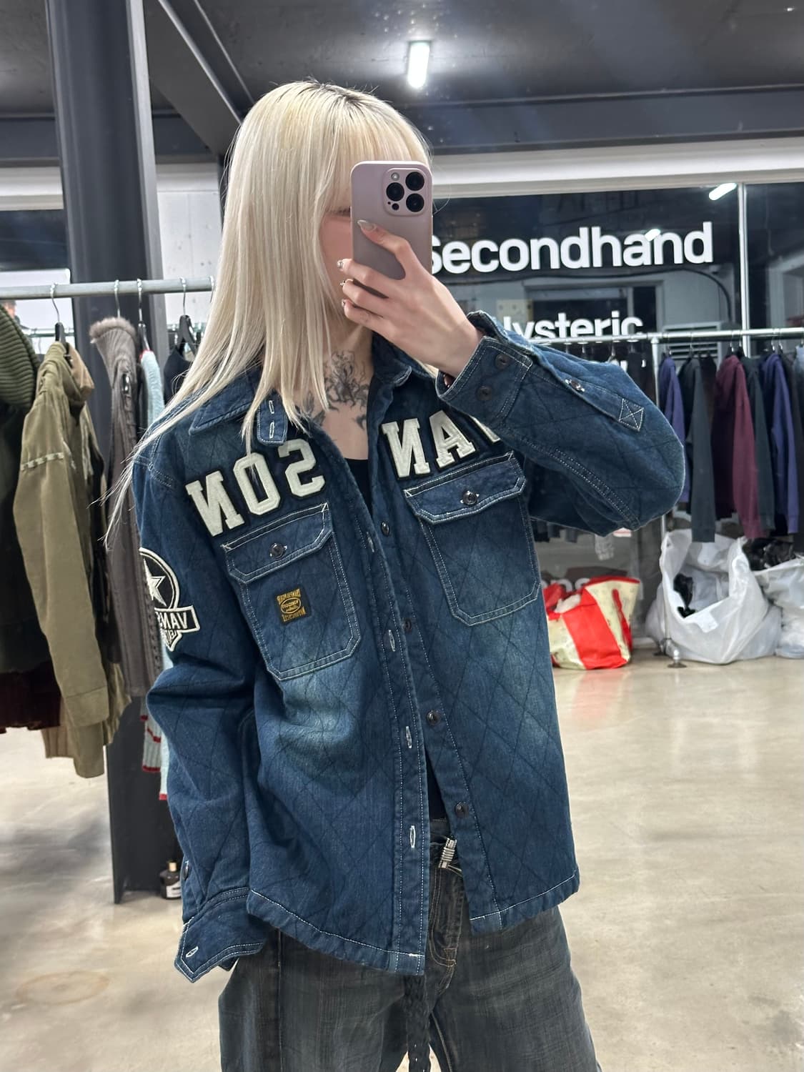 벤슨 플라잉스타 자수 데님 누빔 자켓 상품이미지1