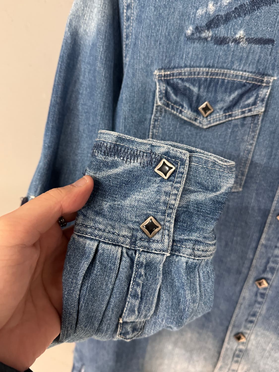 로우박스 그런지 웨스턴 데님셔츠  상품이미지7