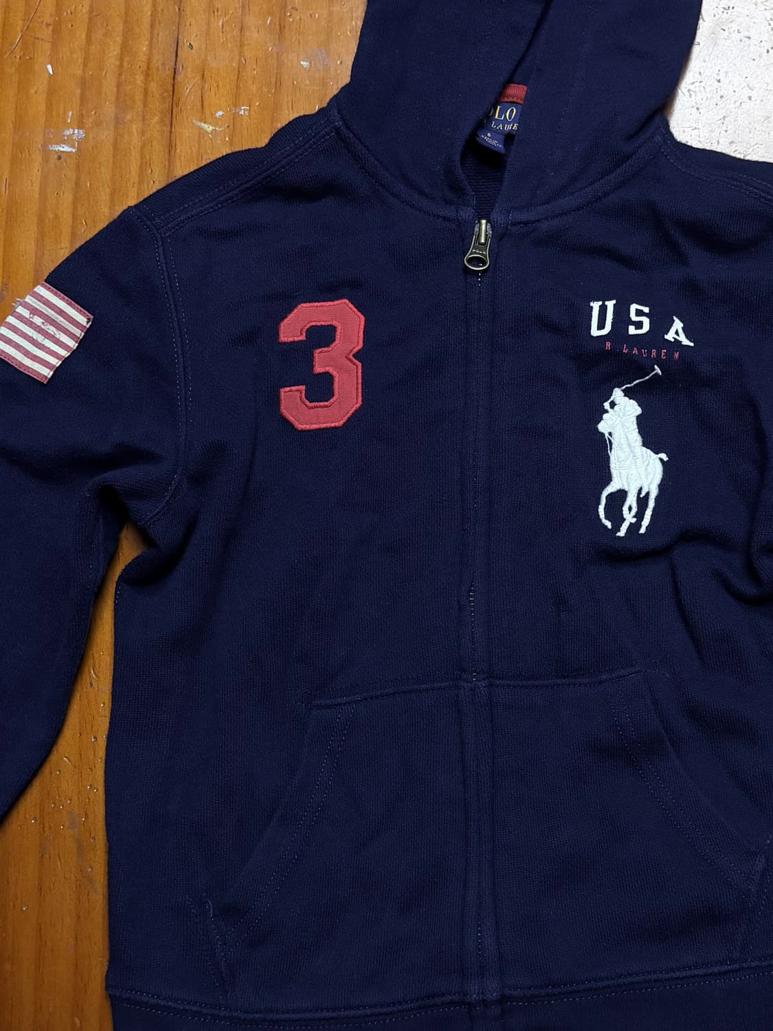 폴로 빅포니 성조기 후드집업 네이비 상품이미지1