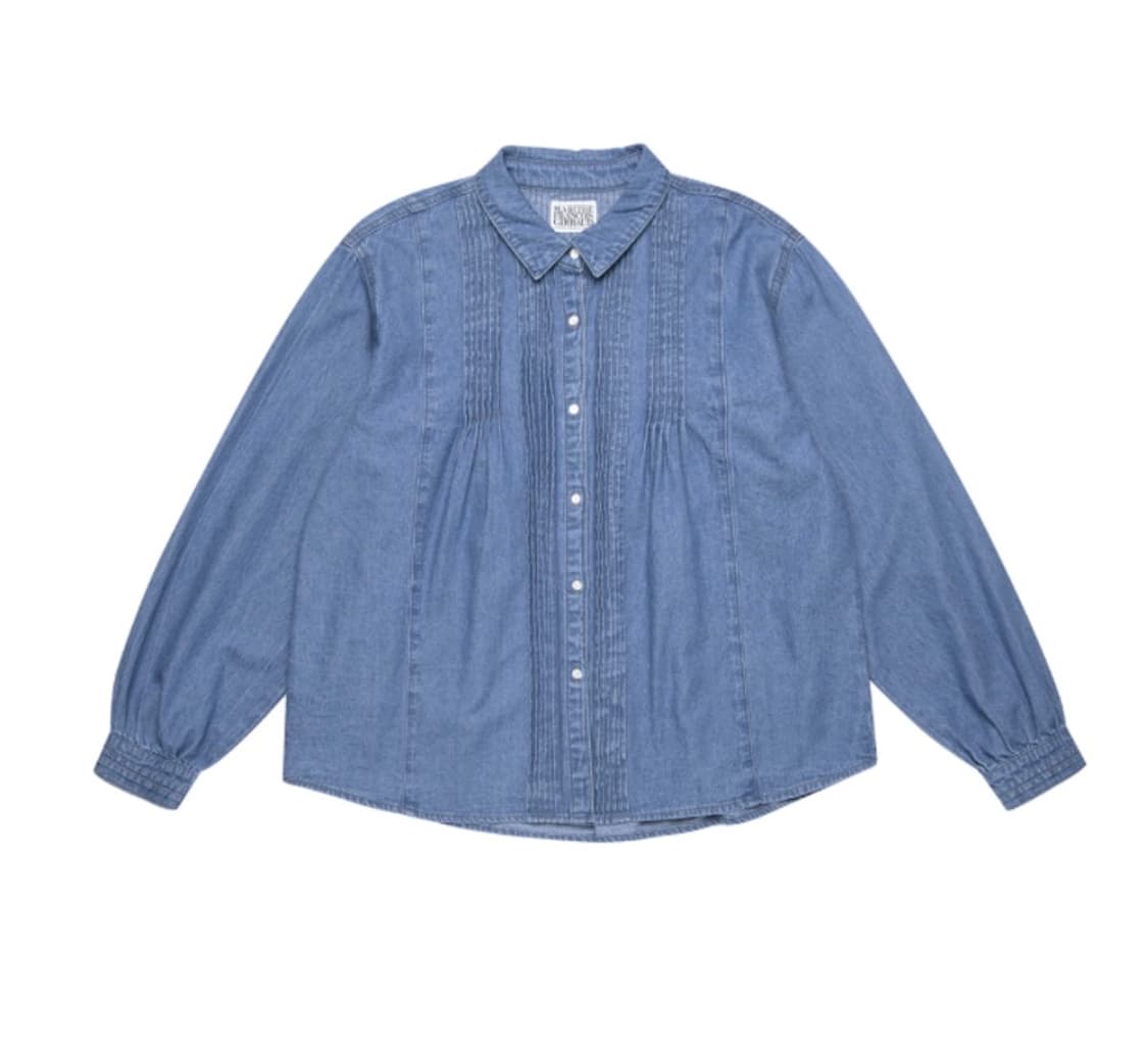 마리떼 데님 핀턱 블라우스 (차정원 데님셔츠) 상품이미지1