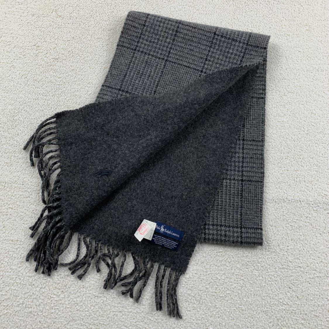 폴로 랄프로렌 포니로고 글렌체크 투페이스 울캐시미어 머플러 상품이미지2