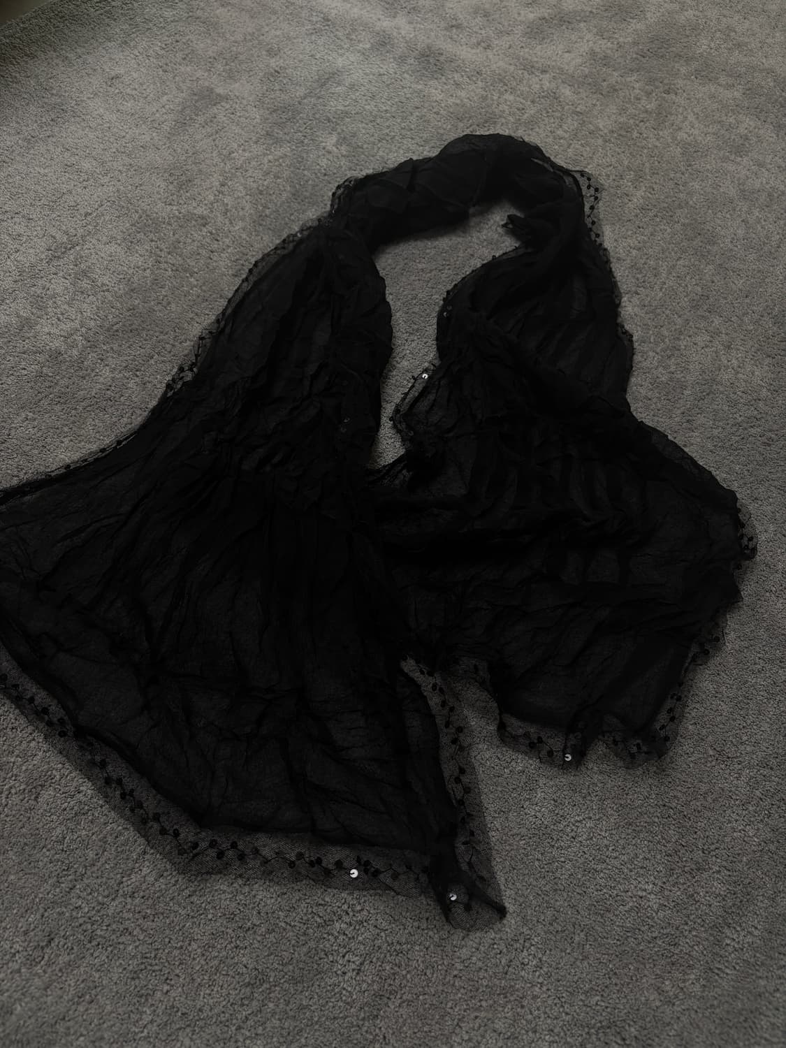 Vintage v-kei punk mood black scarf 상품이미지3