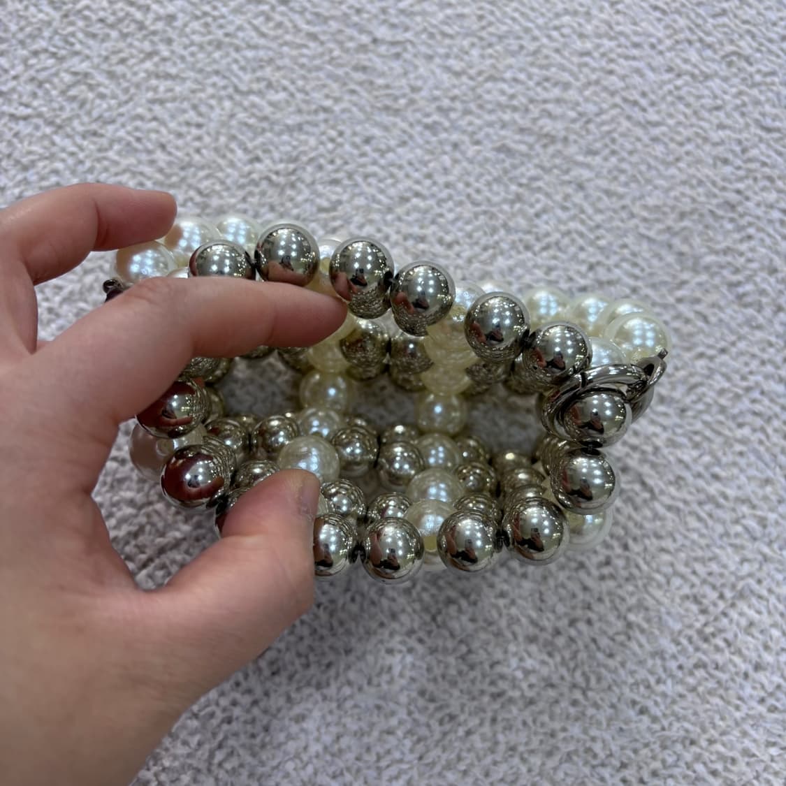 F 빈티지 진주 금속 구슬 미니백 0415E 상품이미지3