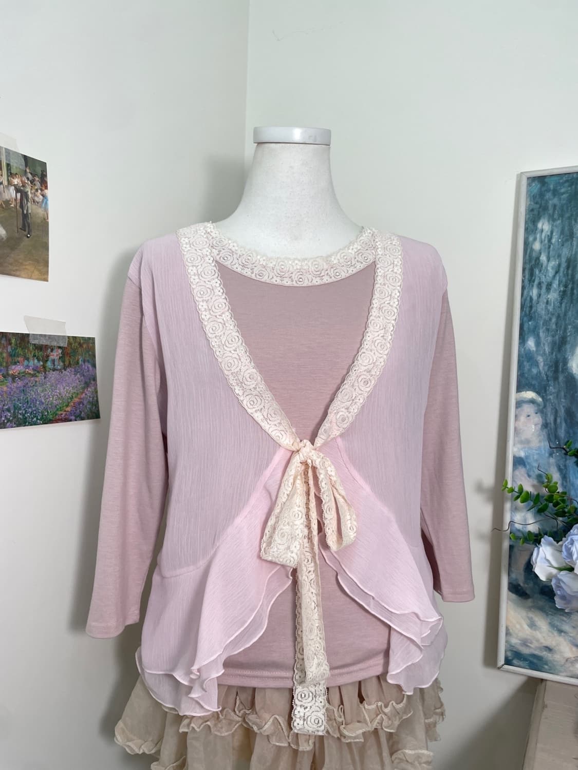 pink lavender fairy ruffle lace top 상품이미지5