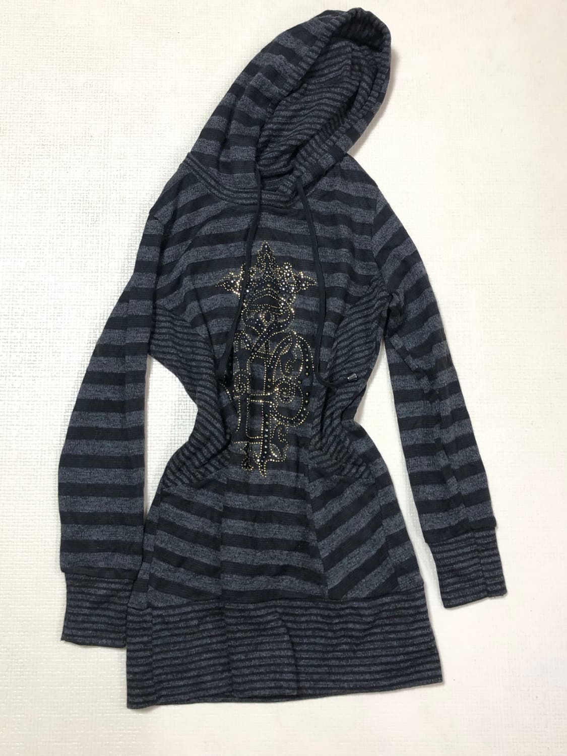 빈티지 블랙 펑크 스트라이프 후디 상품이미지9