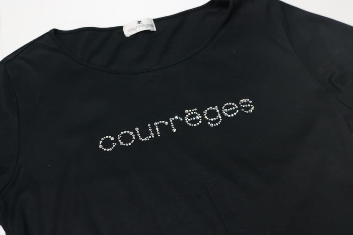 꾸레쥬 빈티지 큐빅 로고 블랙 반팔 티셔츠 상품이미지3