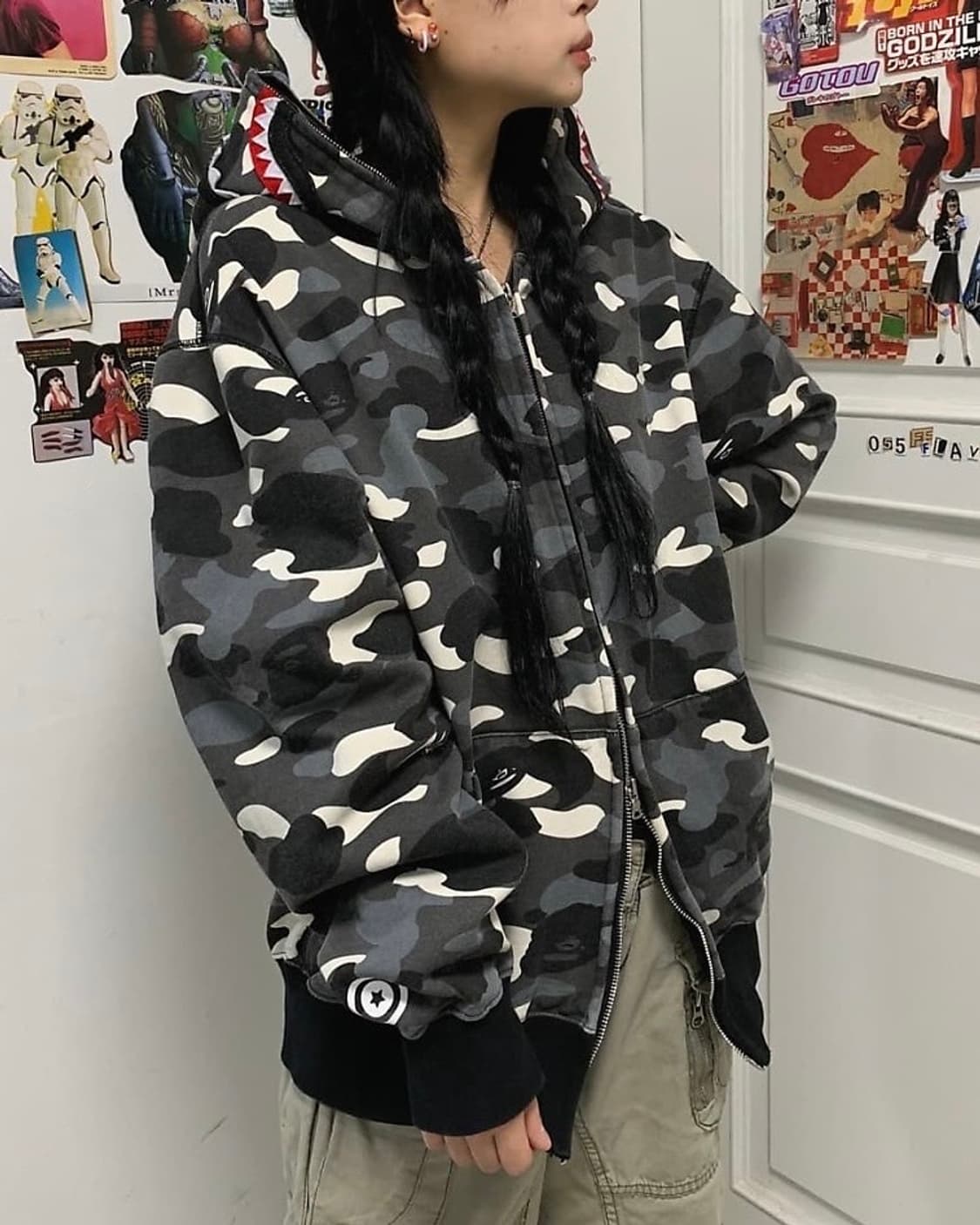 베이프 샤크 시티카모 후드집업 XXL 상품이미지2