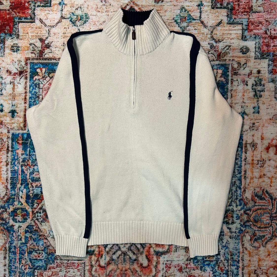 [L] 폴로 랄프로렌 사이드 라인 하프집업 니트 상품이미지1