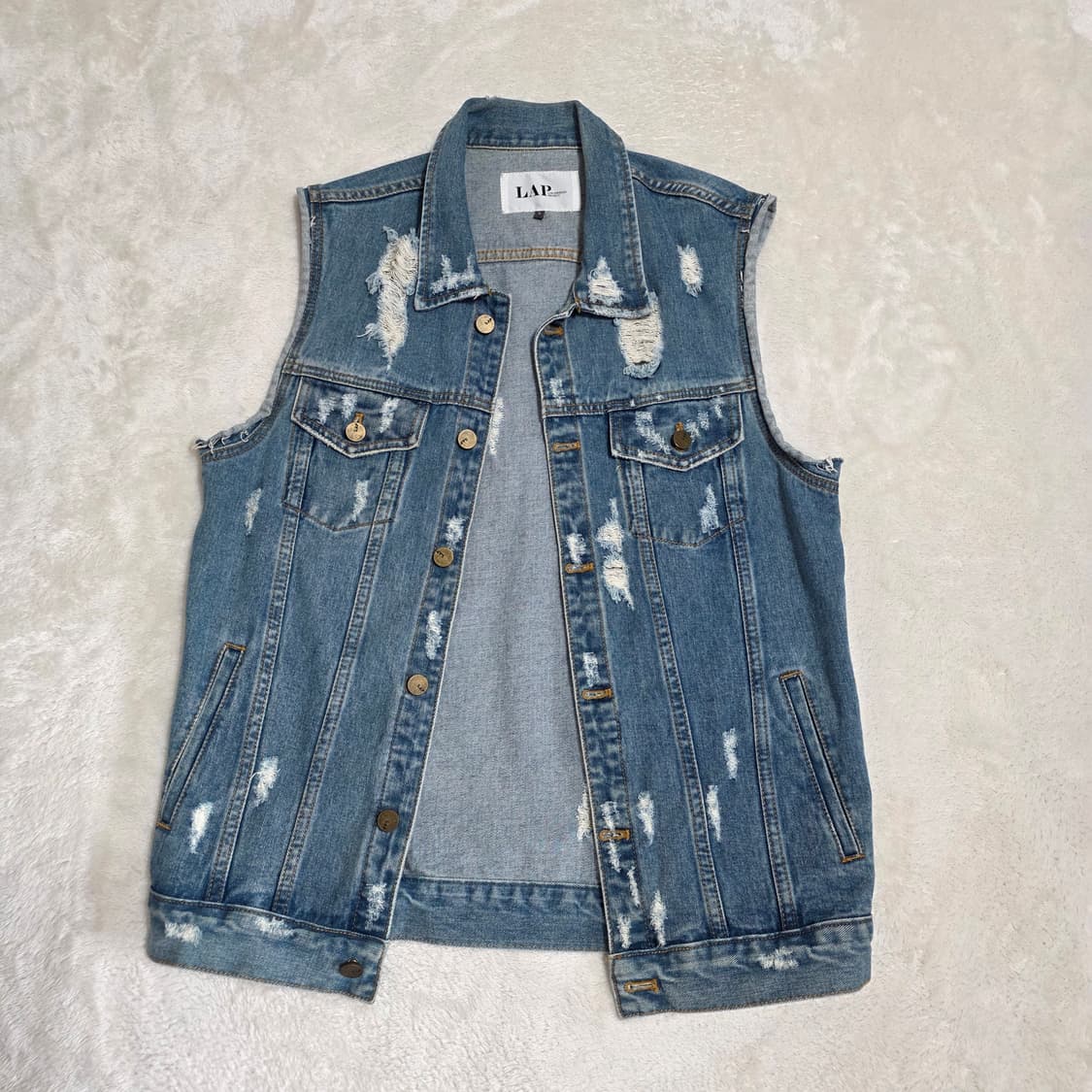 (XS)여성 LAP 빈티지 데미지 데님 베스트  상품이미지1