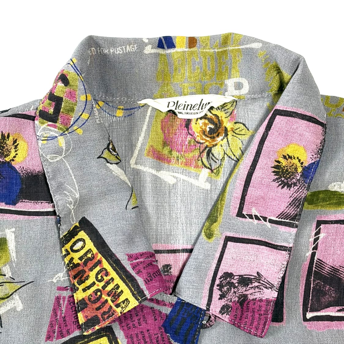 라이트퍼플 빈티지 하와이안 셔츠 L 상품이미지6