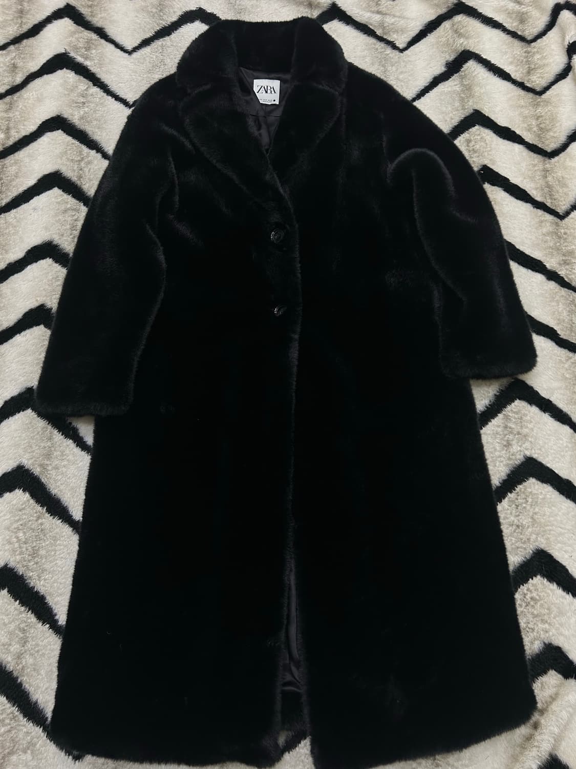 [한국L]ZARA 페이크퍼 롱 코트/블랙 상품이미지2