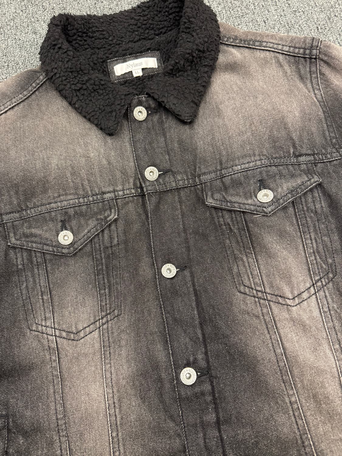 LL)Nylaus 빈티지 흑청 셰르파 데님자켓 상품이미지3