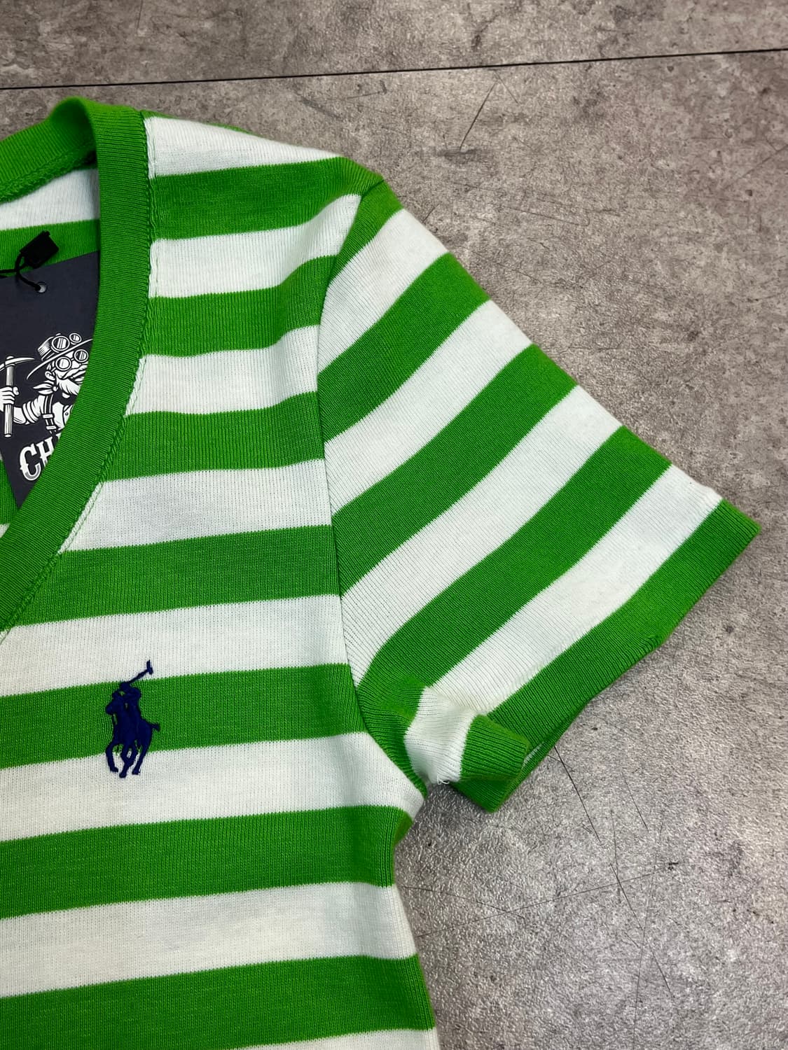 폴로 랄프로렌 브이넥 스트라이프 반팔티 그린 M #csz3836 상품이미지6