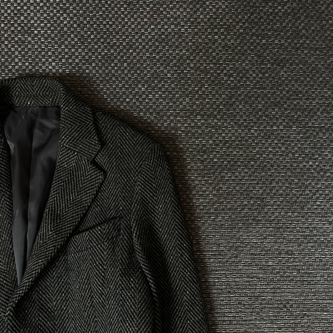 빈티지 그레이그린 패턴 울 100 미디 코트 상품이미지3