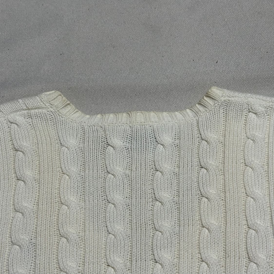 S 폴로랄프로렌 여성용 화이트 브이넥 케이블 니트 상품이미지9