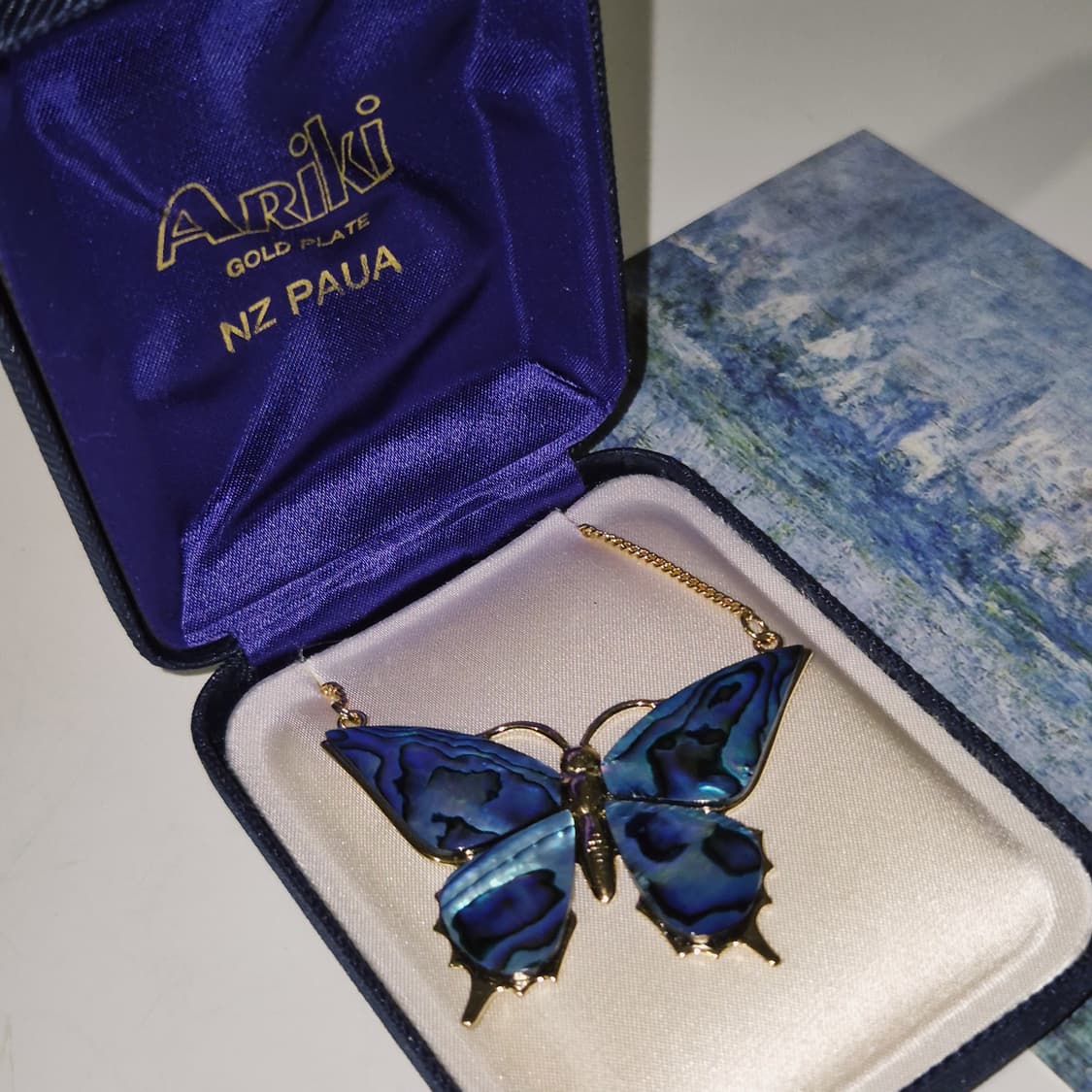 80s 뉴질랜드 아리키 파우아 자개 빅 나비 목걸이 상품이미지10