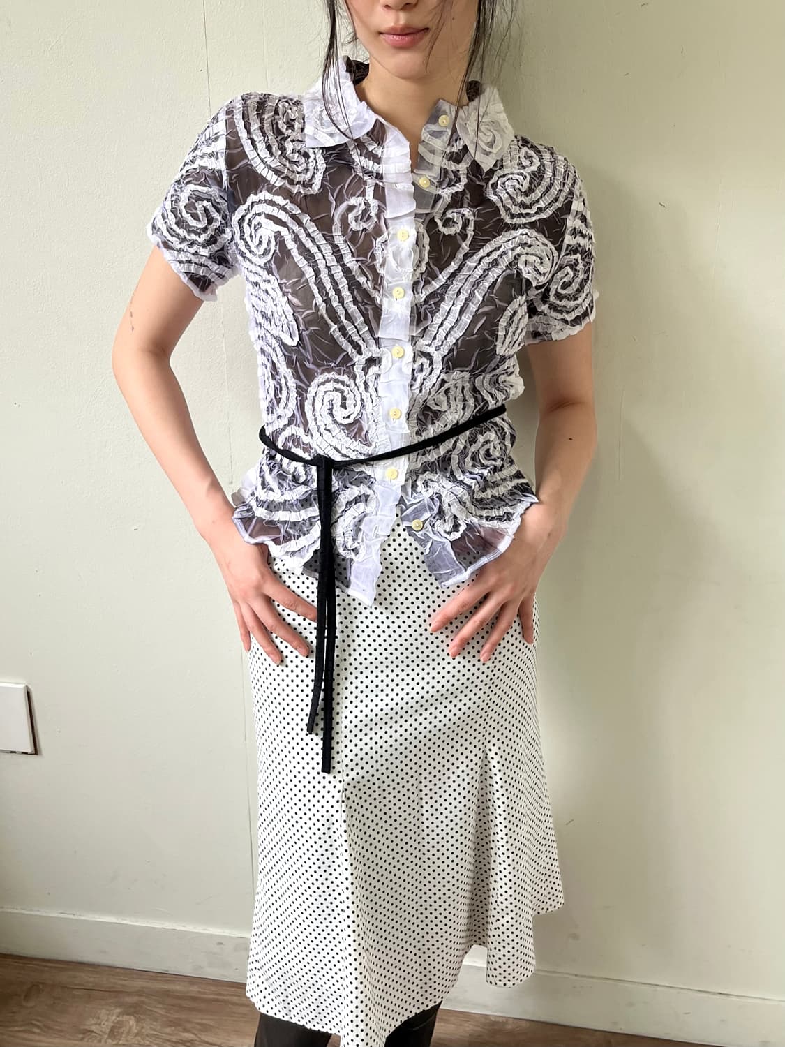 Japan vtg 시스루 셔츠 상품이미지3