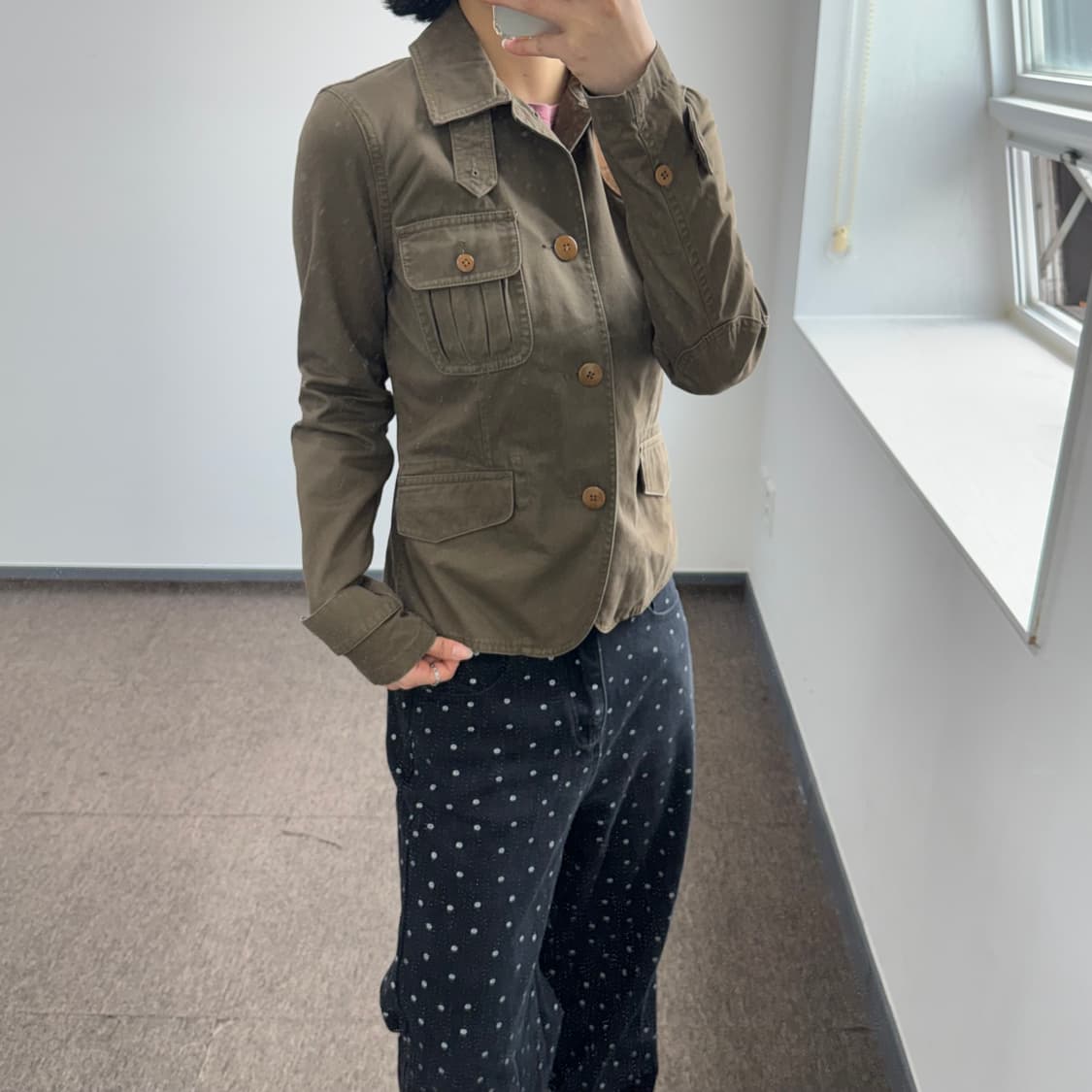 Polo 폴로 쓰리 포켓 숄더 포인트 카키 셔츠 상품이미지2