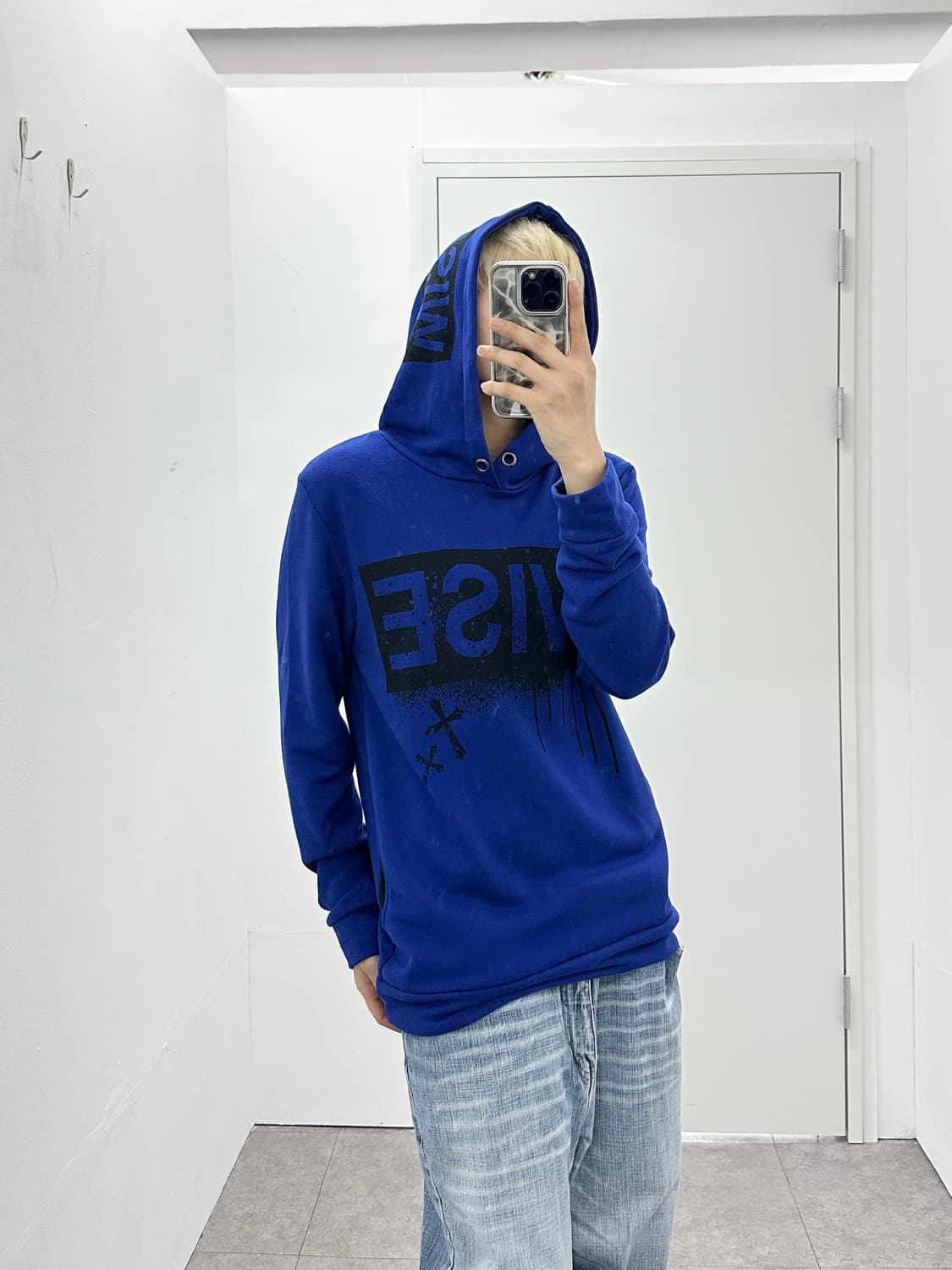 Saucy Cool punk cross lettering hoodie 상품이미지1
