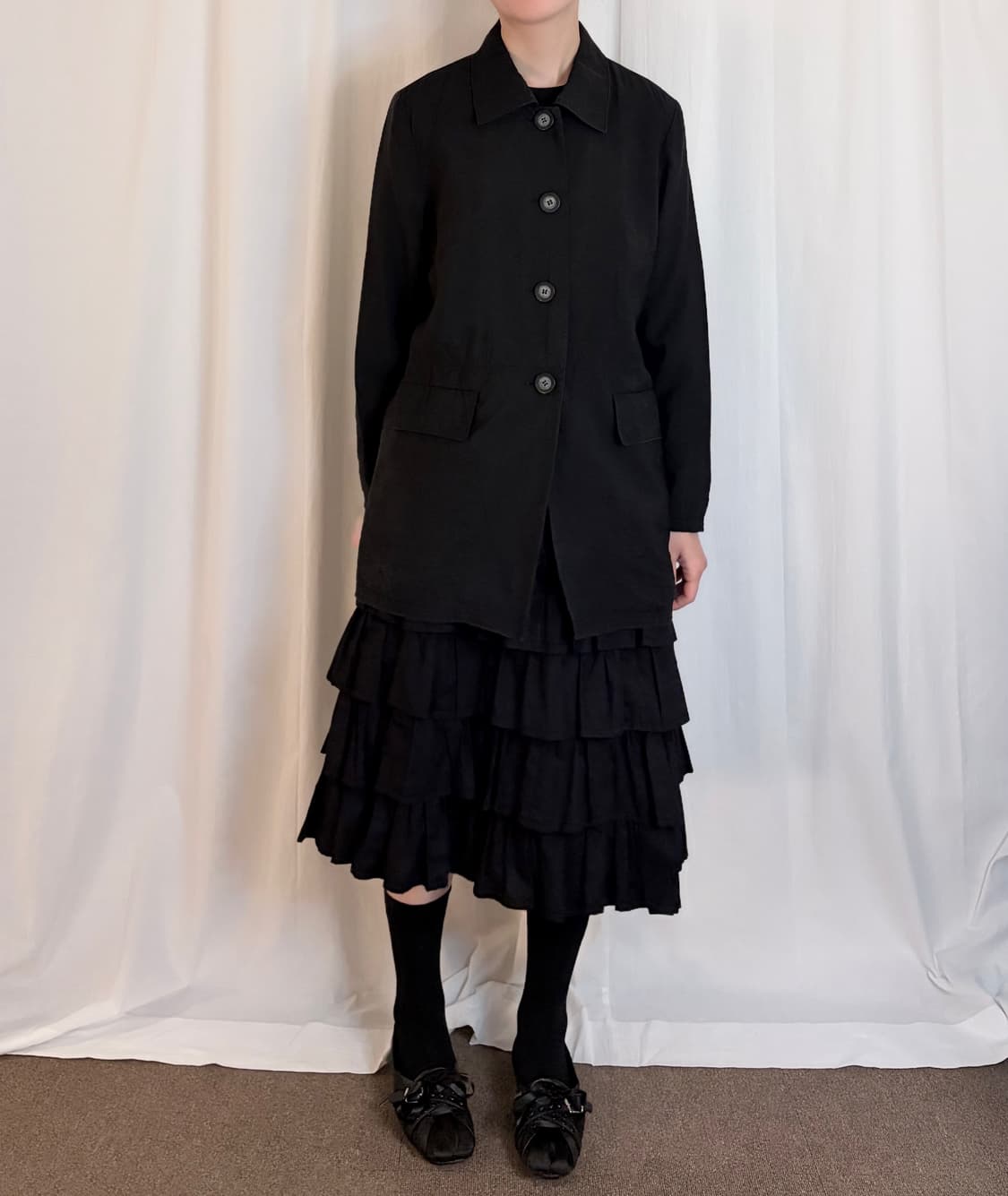 Four Button Half Jacket - Black 상품이미지1