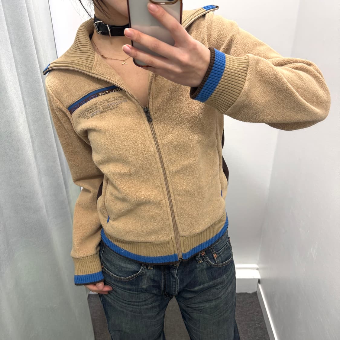 후부 레이디 베이지 하이넥 플리스 자켓 상품이미지1