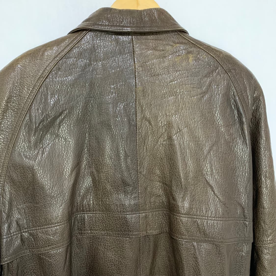 아쿠아스큐텀 빈티지 천연가죽 봄버 자켓 리얼레더 브라운 남녀공용 오버핏 상품이미지5
