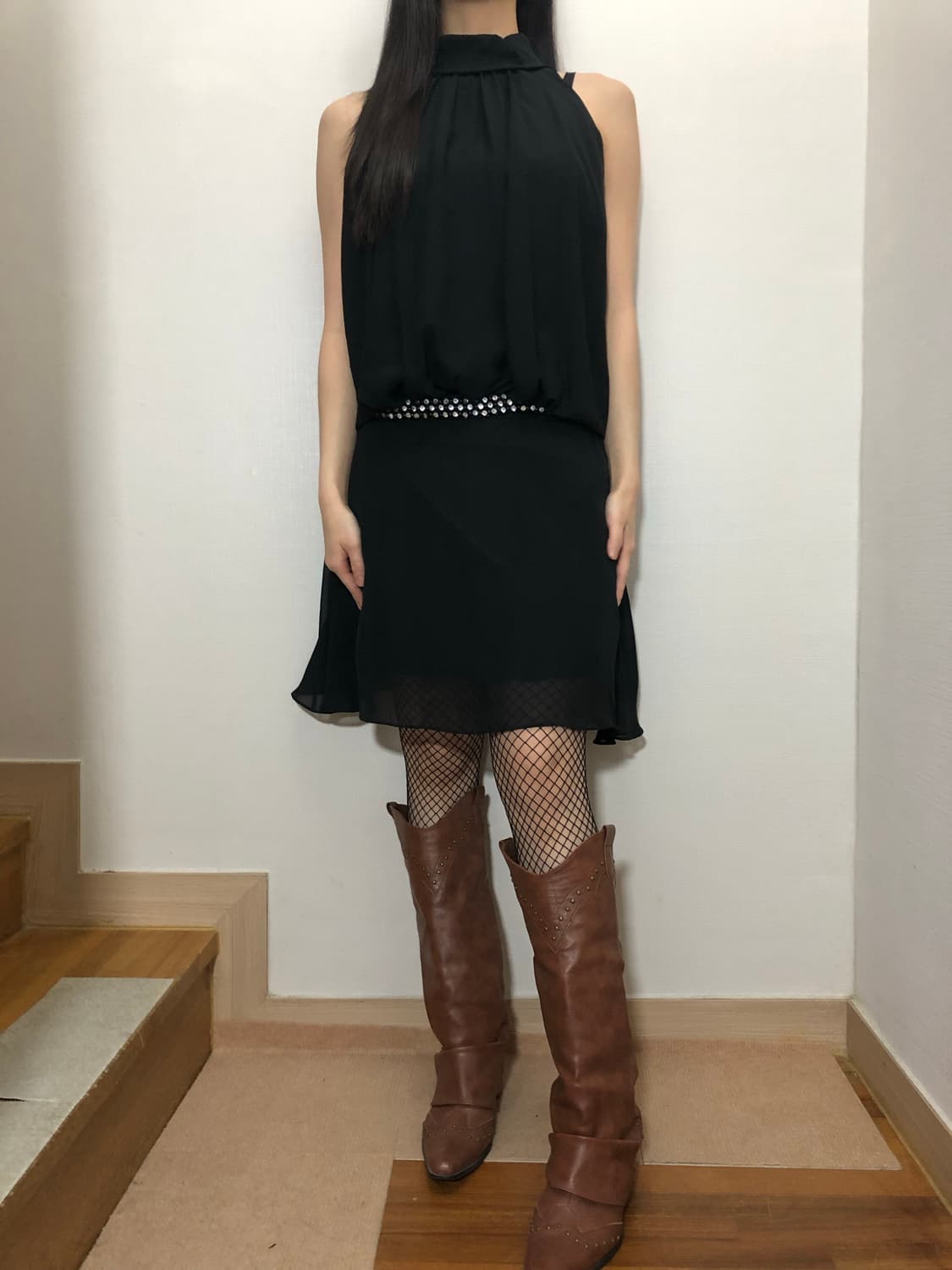 빈티지 블랙 홀터넥 원피스 상품이미지6