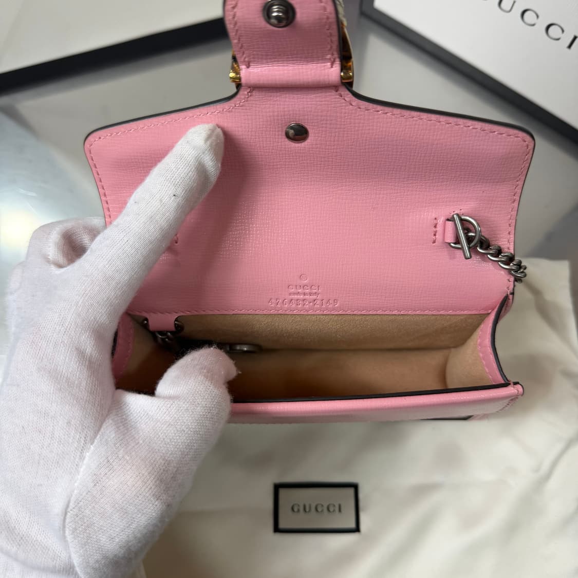 [리오브] 구찌 디오니서스 투 톤 슈퍼 미니 체인 크로스백 상품이미지4