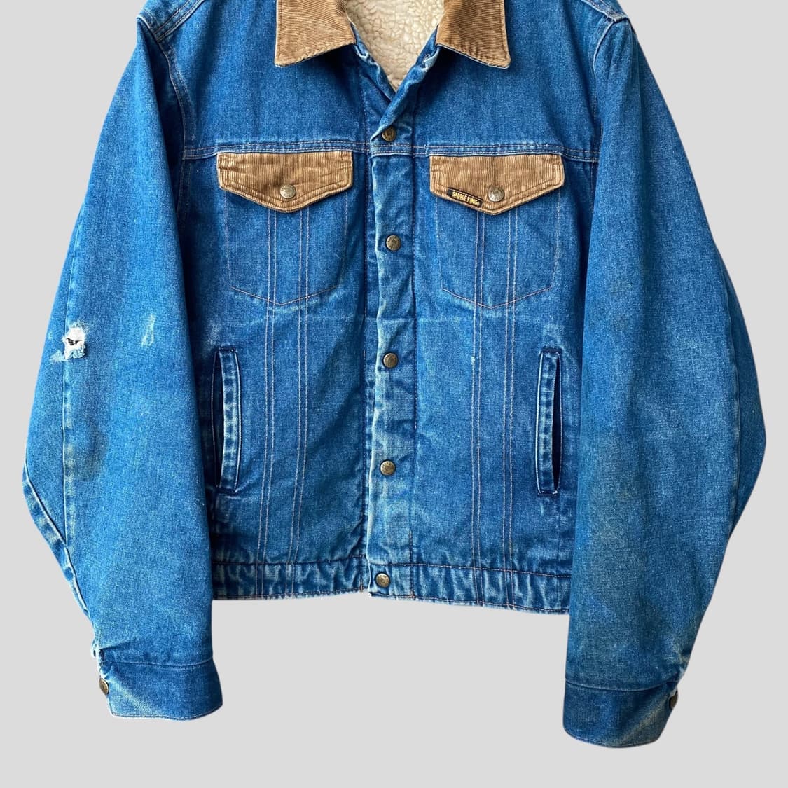 (L-XL)80s Saddle King Western 쉐르파 데님자켓 상품이미지5