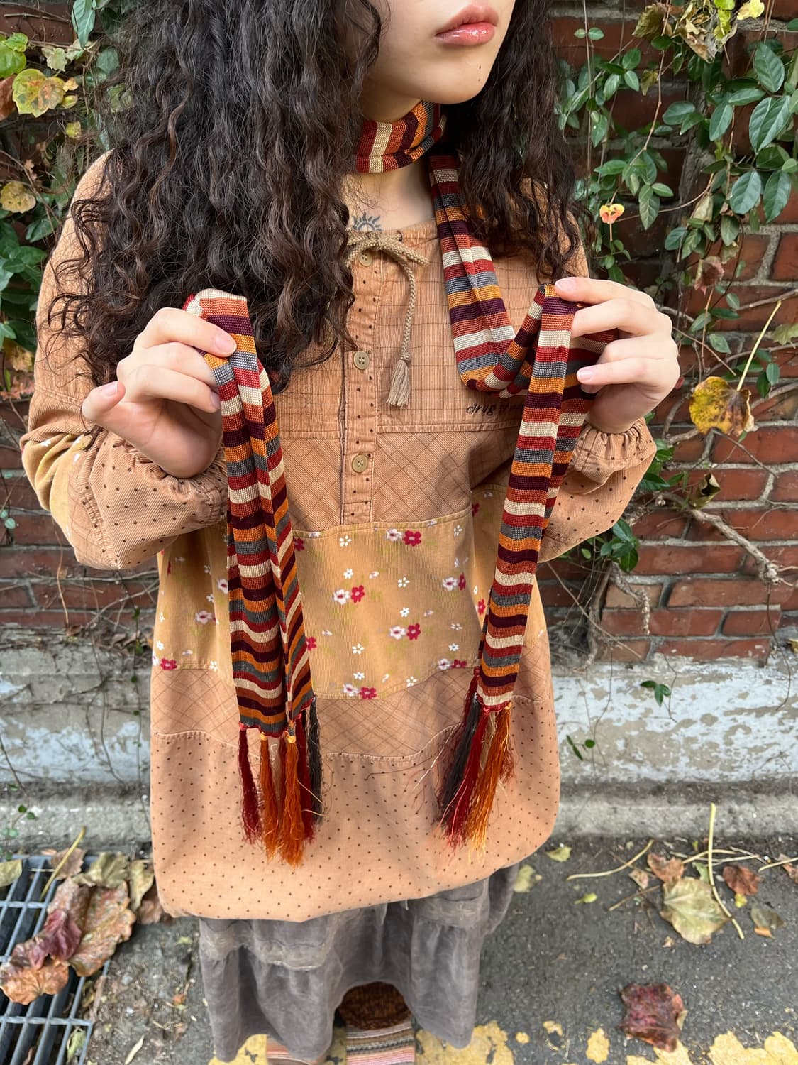 오렌지 스트라이프 머플러 상품이미지2