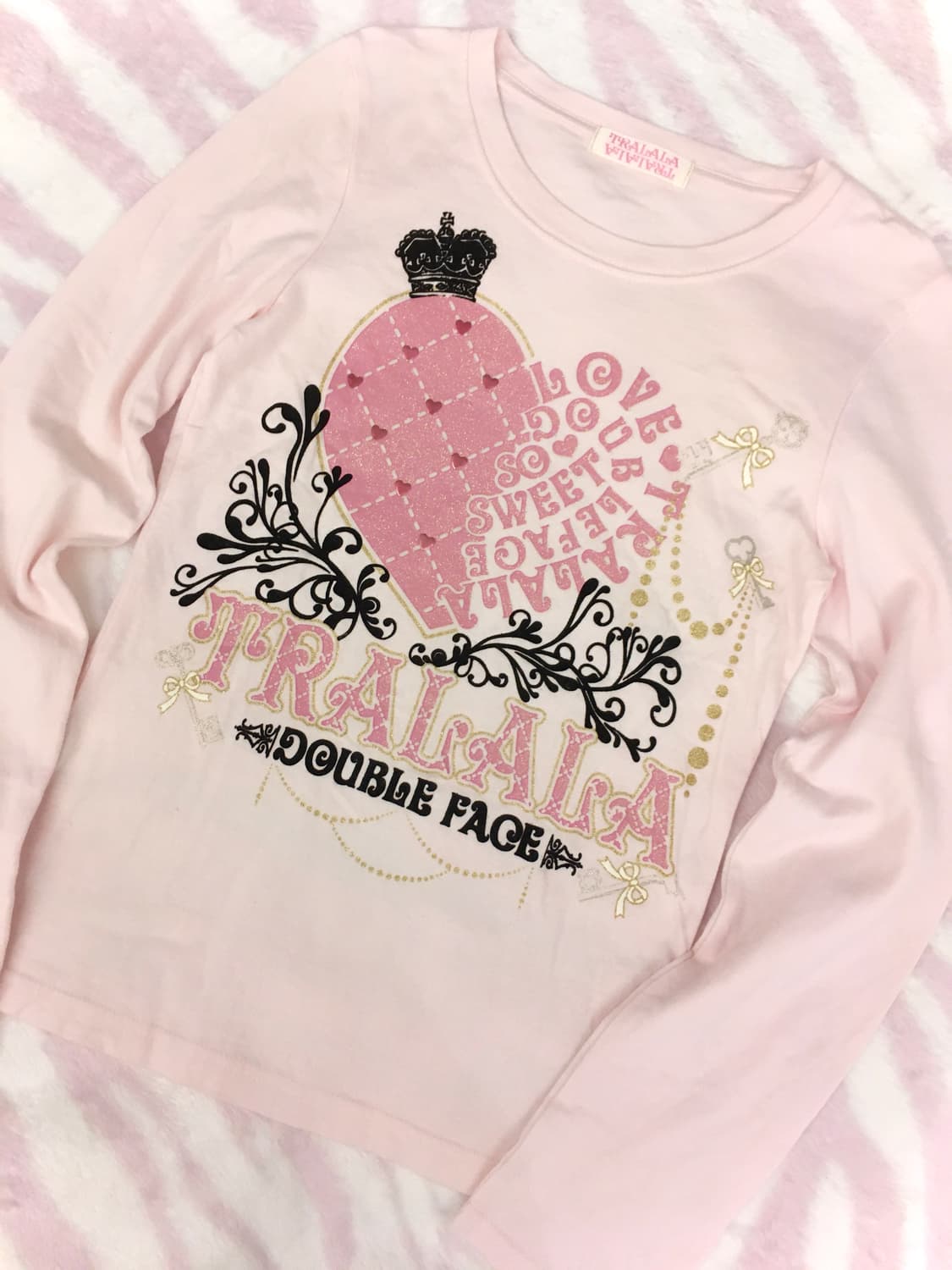 트랄라라 연핑크 하트 크라운 글리터 롱슬리브 티셔츠 히메갸루 상품이미지2