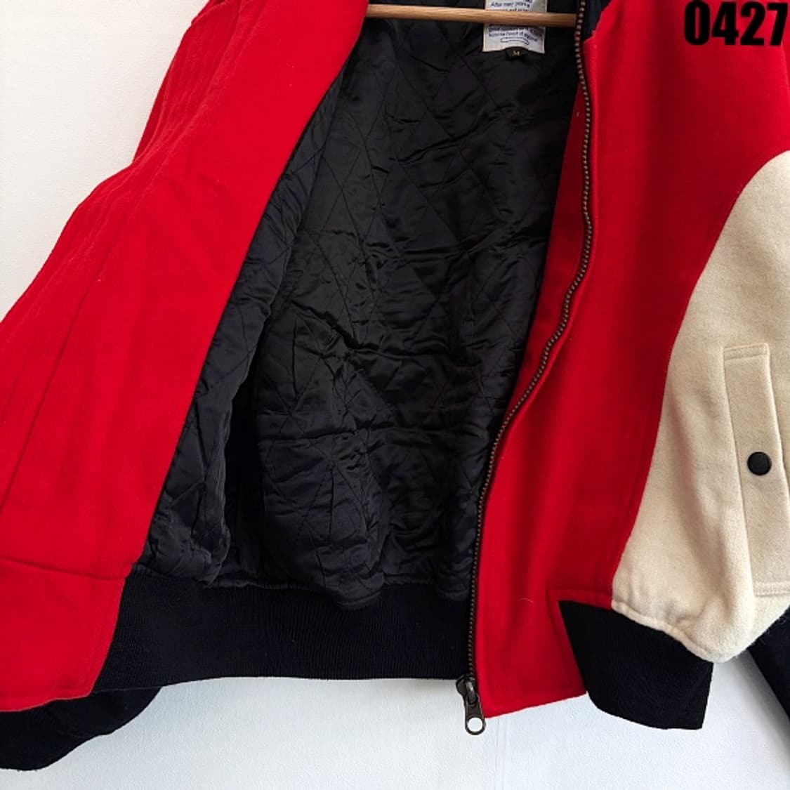 히사미 아모리노 울 혼방 배색 빈티지 스타디움 자켓 M 0427 상품이미지6