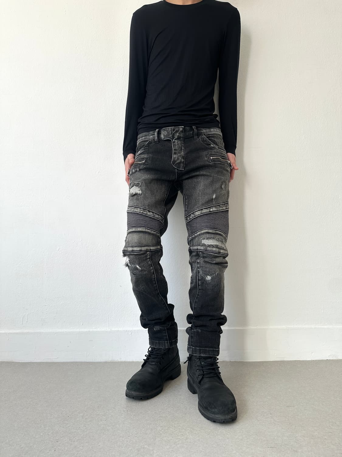 발망 디스트로이드 바이커 슬림진 상품이미지2