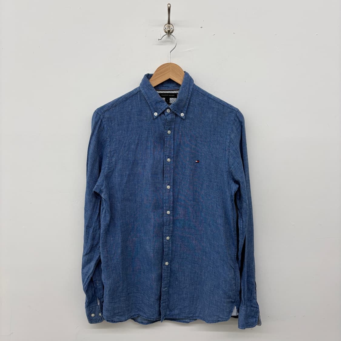 타미힐피거 블루 린넨 셔츠 남성 S 상품이미지1