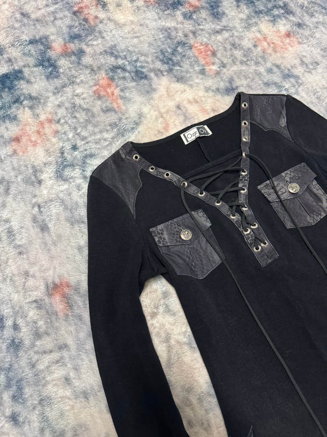 Ozz on python patch lace up knit sleeve  상품이미지3